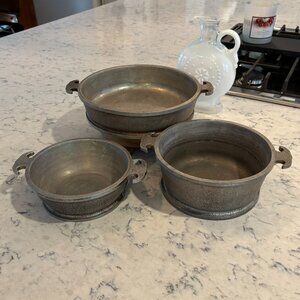Lot Set of 3 Vintage Guardian Service Cookware Cast Hammered Aluminum Round Pots